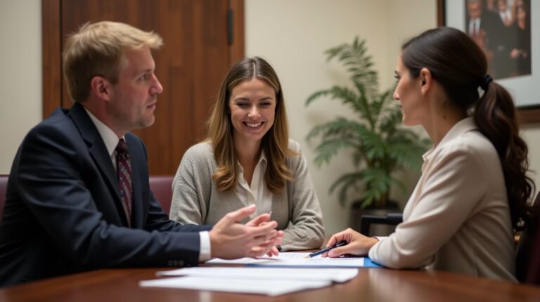 The experienced legal team at Moreno Valley Probate Law helping Inland Empire families from our Moreno Valley office consults with heirs in the Moreno Valley office to sign vital court filings discussing First Step in California Probate